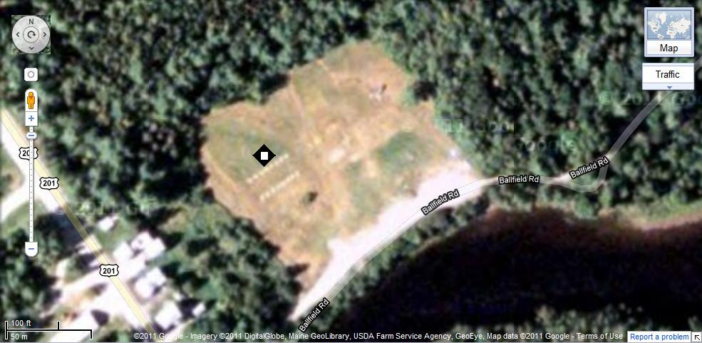 Figure 1. Location of EDGES antenna on Ballfield, Forks, ME.