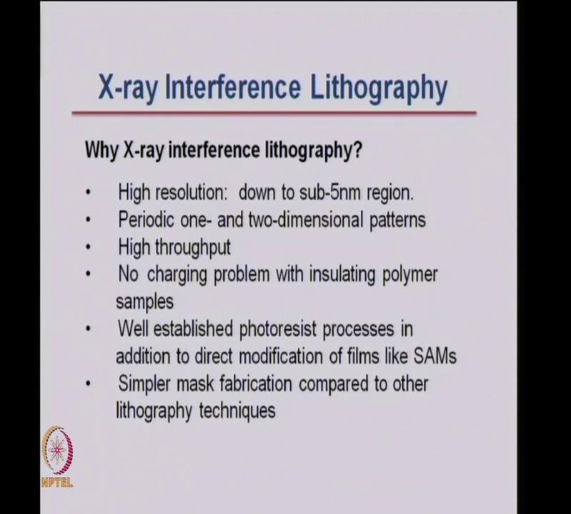 (Refer Slide Time: 51:01) If you use X-rays, that is you passed two beams of X-rays, instead of UV then you get what is called X-ray interference lithography.