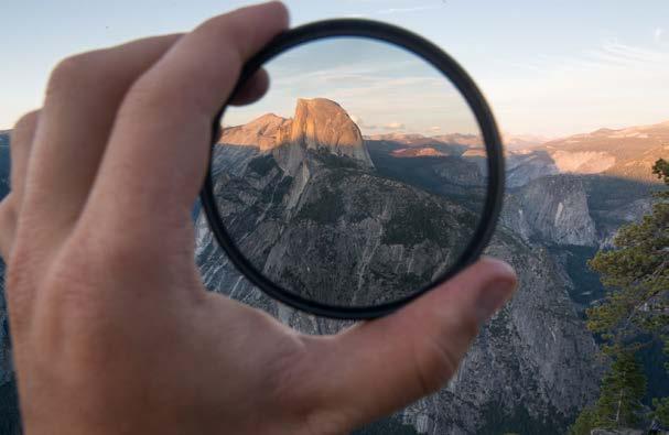 This photo taken at Glacier Point, one of the highest points in Yosemite National Park, shows the effect of the filter when looking at the iconic Half Dome mountain face.