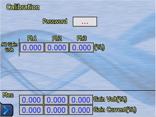 LOCAL CONTROL: Calibration Protected by a password, this panel is to adjust the gain of each phase.