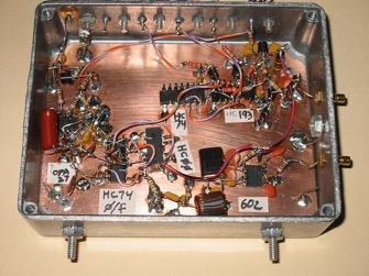 below the 9.83 MHz crystal frequency. This is important to prevent an unstable lock on the wrong side.! Fig 14. Interior view of synthesizer.