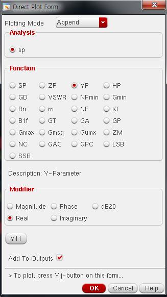 Plotting Y- Parameter Simulation condition setting Results Direct Plot Main
