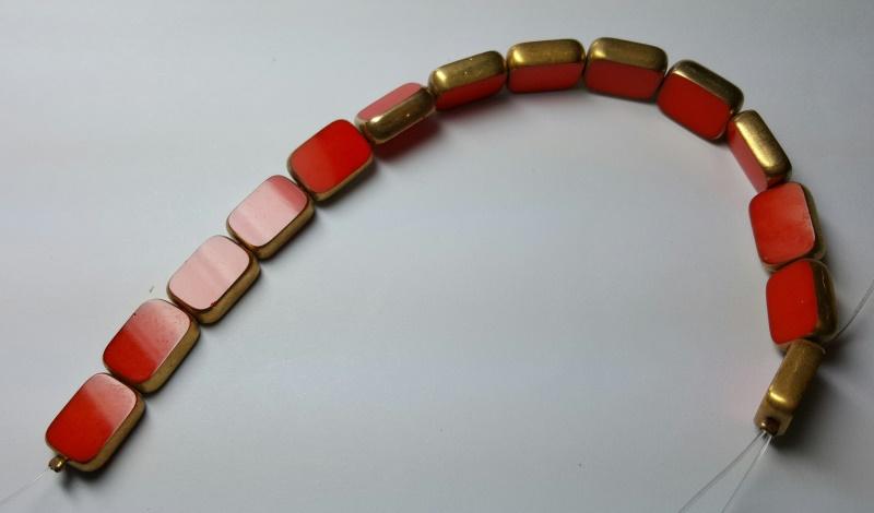 German Glass beads with gold band 1950s 14 beads per hank in