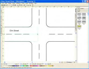 1. Start Easy Street Draw. 2. Click Click Here to access Template. 3. On the New Drawing window, click 4-Way to select the 4-way intersection template. 4. Click OK. 5.