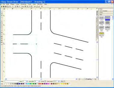 6. Drag the Horizontal street onto the drawing, so that its right end slightly overlaps the intersection.