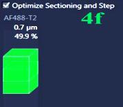 f. Check Optimize Sectioning and Step to preview the pinhole size and percentage of Optical Section overlapping of each channel. 5.