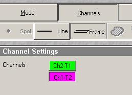 The rangefinder palette, which is describe on the next page, will not work for two channels shown in a