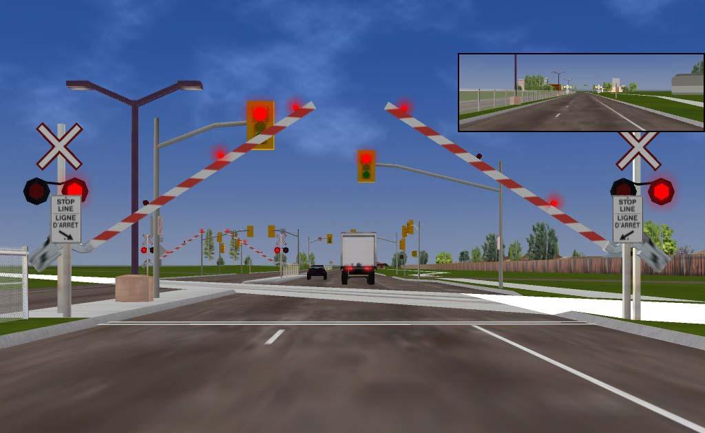 visual fidelity. This included the preparation of bilingual sign tiles, accommodating programmable traffic signal heads and development of animated grade crossing warning signals and gates.