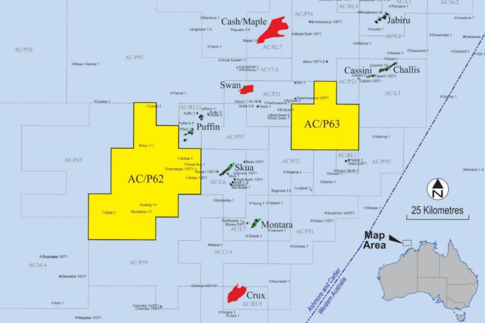Condor & Eagle projects The Condor project (AC/P62) and Eagle project (AC/P63) are situated in the Vulcan sub-basin and were of appeal to Carnarvon because of their proximity to basin oil and gas