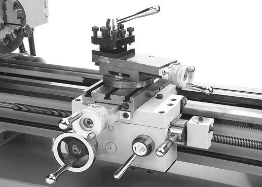 For Machines Mfd. Since 02/16 Carriage INTRODUCTION Tailstock O P T U V N Q M L R S W Figure 5. Carriage controls. L. Half Nut Lever: Engages/disengages half nut for threading operations. M. Carriage Handwheel: Moves carriage along bed.