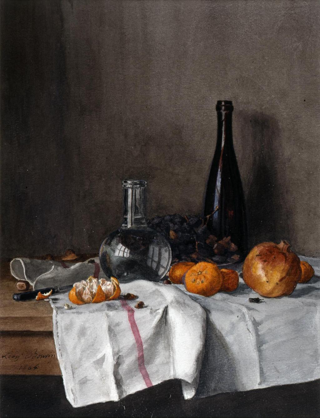 Still Life with Wine, Water, Fruit,