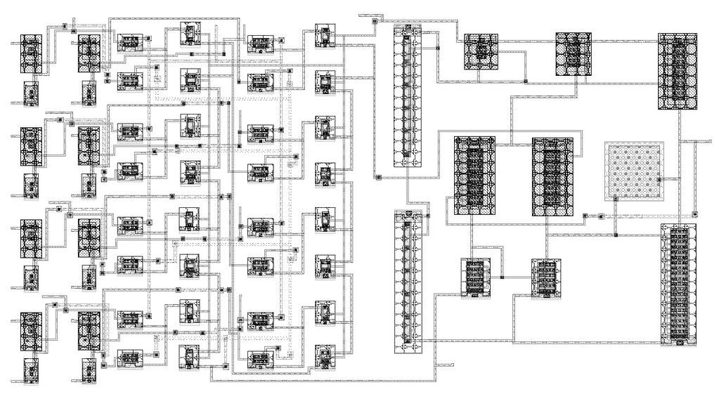 this research the total component of the CMOS transistors used is 4 pieces and one capacitor to the op-amp, using a layout area width of 1 µm x 96 µm = 116 µm From design layout and specifications