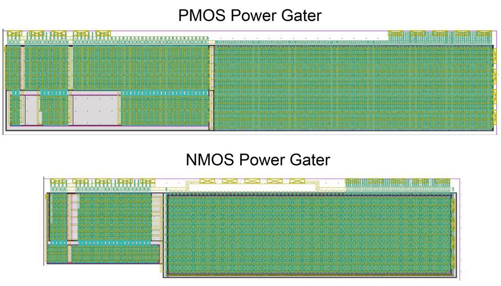 Figure 5.4 PMOS and NMOS Power Gaters 5.2. Modified Pad Driver Once the power gaters were completed, there needed to be a way to control these devices.