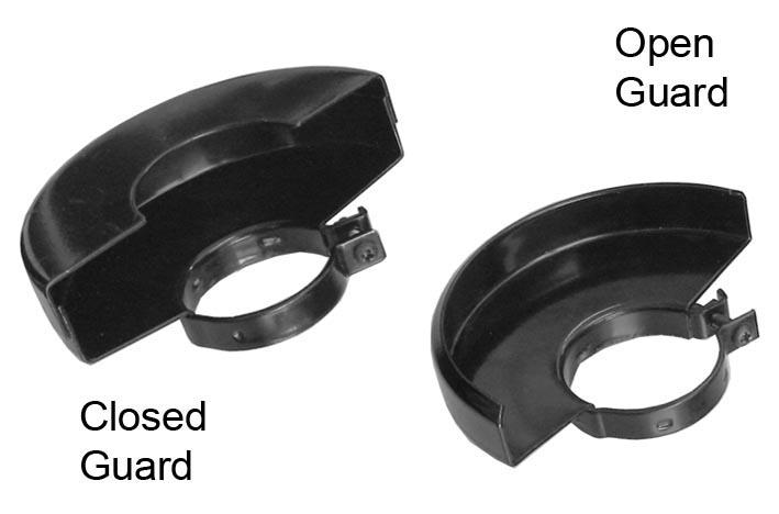 SELECTING THE CORRECT GUARD An open guard is supplied with the CAG2350C, suitable for grinding and a closed guard suitable for cutting.