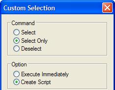 3. From the menu, select Tools > Custom Selection. In the Custom Selection dialog box, adjust the Command and Option settings as shown at left, and then click Criteria.