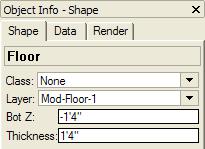 Notice that even though the entire floor object resides below the Z height of the walls, it is displayed on top of them due to the creation order (or stacking order) of objects in the Mod-Floor-1