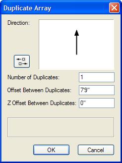 17. From the menu, select Edit > Duplicate Array. In the Duplicate Array dialog box, adjust settings as shown at left. Click OK to duplicate the slider, as shown at center.