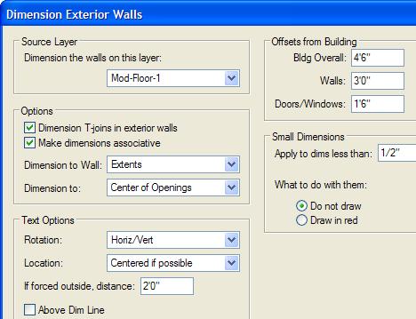Dimensioning exterior walls automatically Next, you use the Dimension Exterior Walls command to dimension the First Floor exterior walls. 5.