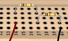 The following picture shows an example of 2 resistors in series.