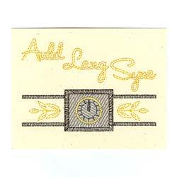 Auld Lang Syne CD101210TA Stitches:3734 2 Grey Box & clock [m1041] 3 Yellow Clock border [m1171] 4 Grey Clock outlines [m1041] 5 Black Box & lines [m1000] 6 Yellow Leaves & text