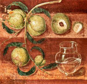 Peaches and Glass Jar, fresco from