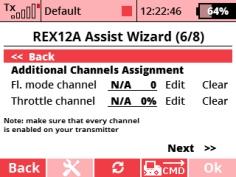 12. Assign a channel for switching flight stabilization modes.