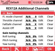 each channel must first be created on the transmitter when using DC/DS transmitter via the Model menu -> Function Assignment and Servo Assignment.