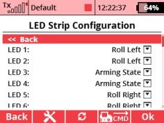 and switch it to LED Strip configuration. The LED Strip Settings link then appears in the receiver configuration, allowing you to change the colors and functions of the individual LED chips.
