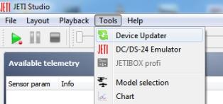1 Update the receiver REX A receivers can be updated and configured by PC via JETI USB Adapter.
