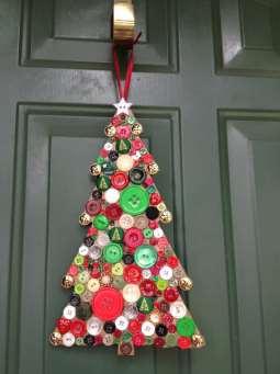 Or, as a holiday activity the children could help Mum or Dad to make the Button Adorned Christmas Tree (as shown) to hang on their front door.