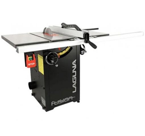 Laguna Fusion 10 tablesaw LT*FUSION-10/1 Wheels are built in Fence Storage Quick change riving knife & precision fence with Hairline readout Push Stick is mounted onto the Rip Fence for convenience