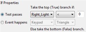 In the calculate word icon the variable Right_Light is subtracted from the variable Left_Light. The result (answer) is placed back into the variable Right_Light.