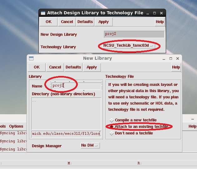 Create a new library File New Library. Give it the name proj1. Click OK. 8.