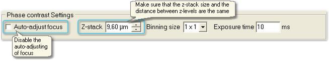 The Z-stack size and the distance between Z-levels must be the same (10µm), otherwise some information may be lost as the stacks would not cover the entire Z-range of the