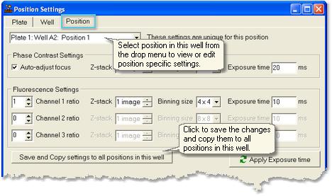 Select the Plate tab: POSITION SPECIFIC SETTINGS To set position specific settings, click Edit pos.