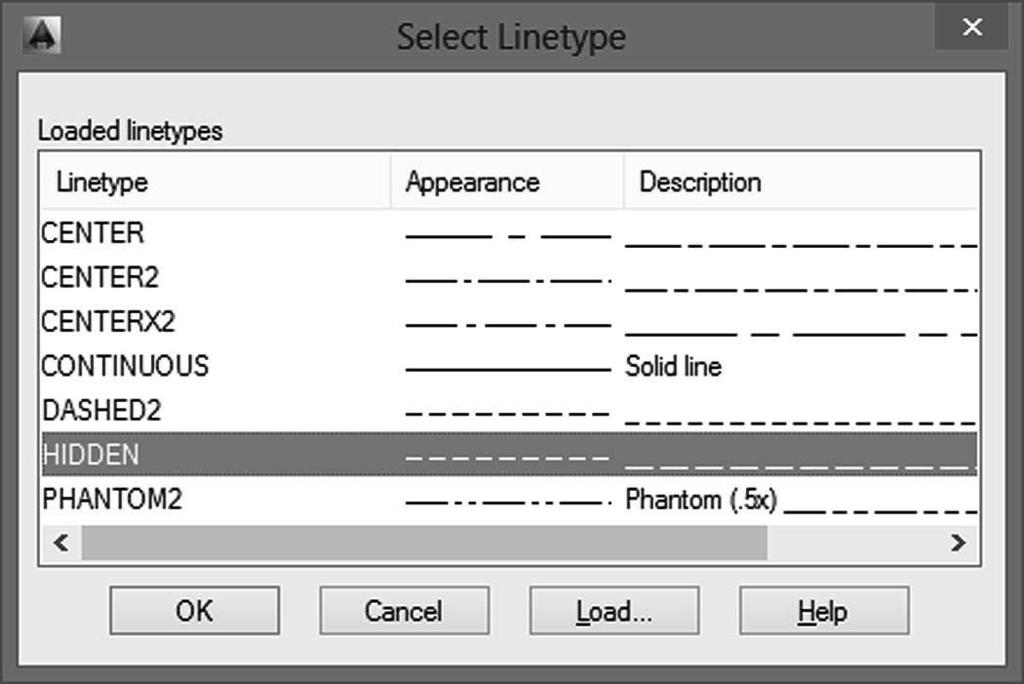 68 Tutorial 2 BASIC CONSTRUCTION TECHNIQUES Linetype in Layers The linetype column allows you to set the linetype drawn for the layer.