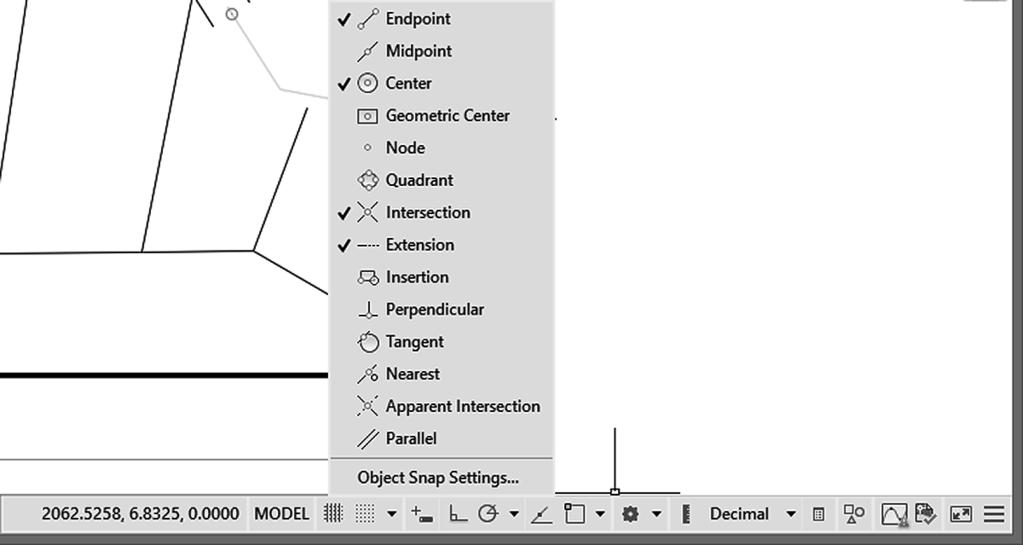USING OBJECT SNAP 69 Using Object Snap The object snap feature accurately selects locations based on existing objects in your drawing.