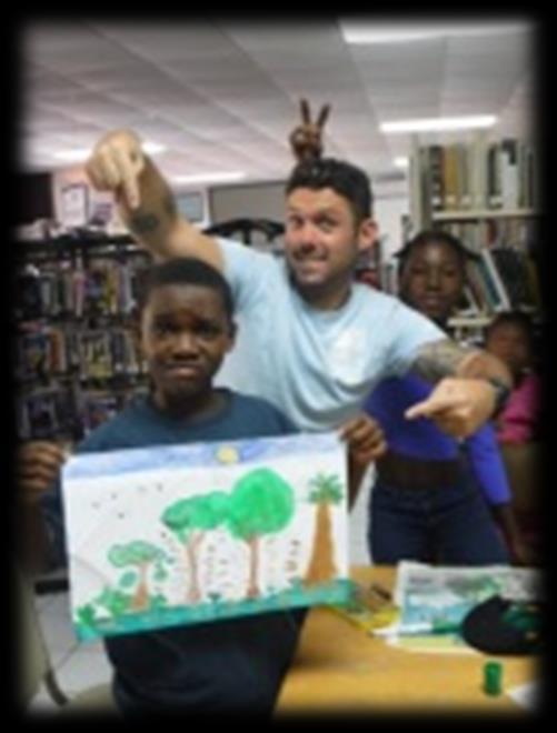 Library Sessions EDUCATION AND COMMUNITY PROJECTS This Month s workshops with the kids involved talking about where tropical rainforests can be found globally, the types of forests in Montserrat and