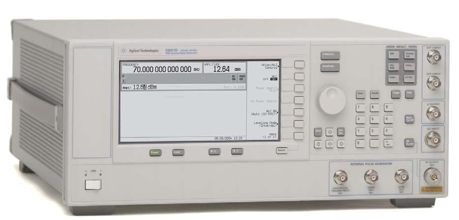 Agilent E8257D PSG Microwave Analog Signal Generator Data Sheet The Agilent E8257D is a fully synthesized signal generator with high output power, low phase noise, and optional ramp sweep capability.