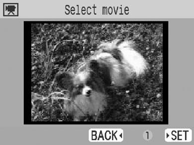 Creative Print Movie Print 1 Select [Movie Print] in [Creative Print]. For selecting [Movie Print], refer to How to Use the Menu (p. 32). 2 Press or to select the image and press.