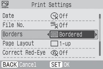 3 Press or to select an item and press or, or to change the setting value. For the settings of each item, refer to p. 47-51. 4 Press.