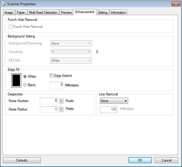 2.10 The Enhancement Tab The Enhancement tab allows you to set following additional image processing settings.
