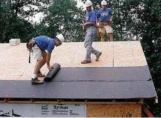 46. Install Roof Underlayment (tar paper &/or Weather Guard ) Regardless of which underlayment is being installed, sweep the roof clear of sawdust, leaves, etc. before continuing.