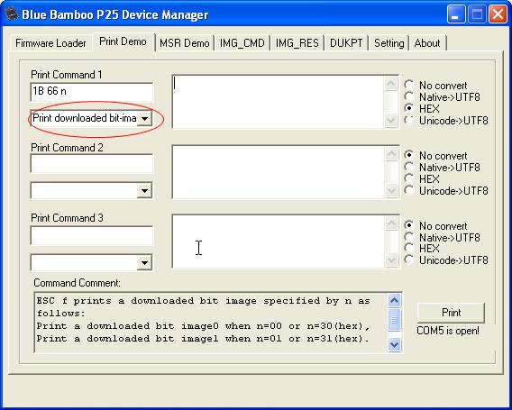 Enter the Firmware Loader to download the generated resource file to your P25 printer. (Refer to section 3 Firmware Loader) j.