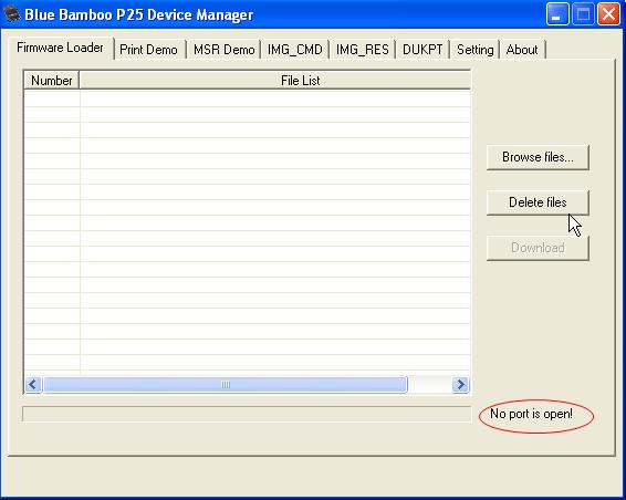 2 Setting 2.1 Set the correct com port. Before using the P25 Device Manager, please make sure you have already connected your printer with PC.