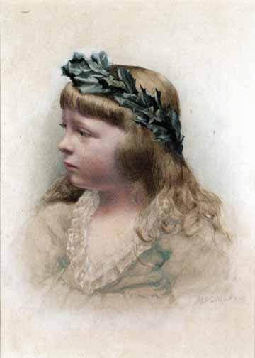 Untitled (Eleanor as a Small Child Wearing Holly Wreath), c. 1892 Attribution unknown Watercolor; 15 5/8 x 14 in. 74.22.