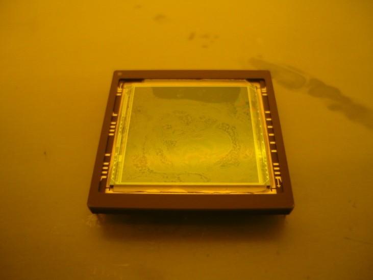 Figure 6.5: CCD imager after pixels on glass are bonded with UV cured adhesive. Figure 6.