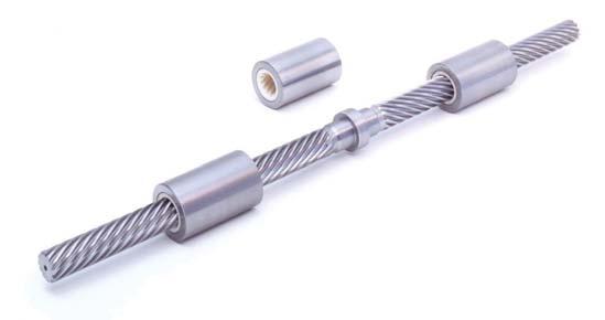 The main functional components in an assembly are a double-helical Gear Shaft with a left hand thread on one end of the shaft, a right hand thread on the other, as well