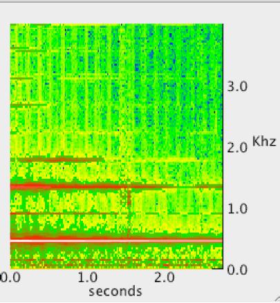 THE DISCRETE FOURIER TRANSFORM, PART 5: SPECTROGRAM Figure 5. The Spectrogram in Log Scale The log scale shows power at several harmonics (110, 220, 440, 880, 1320,and 1760).