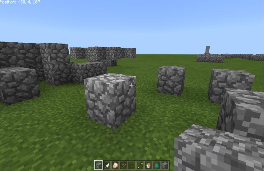 In this project, every time you place a cobblestone block, three more are placed